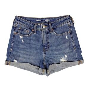 Old Navy OG Straight High Rise Distressed Denim Shorts Womens 2